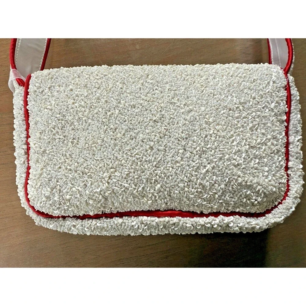 Beaded Tomato Bag Handcrafted In India NEW w/tags Viral Tiktok Red White 10x6" - Picture 14 of 16